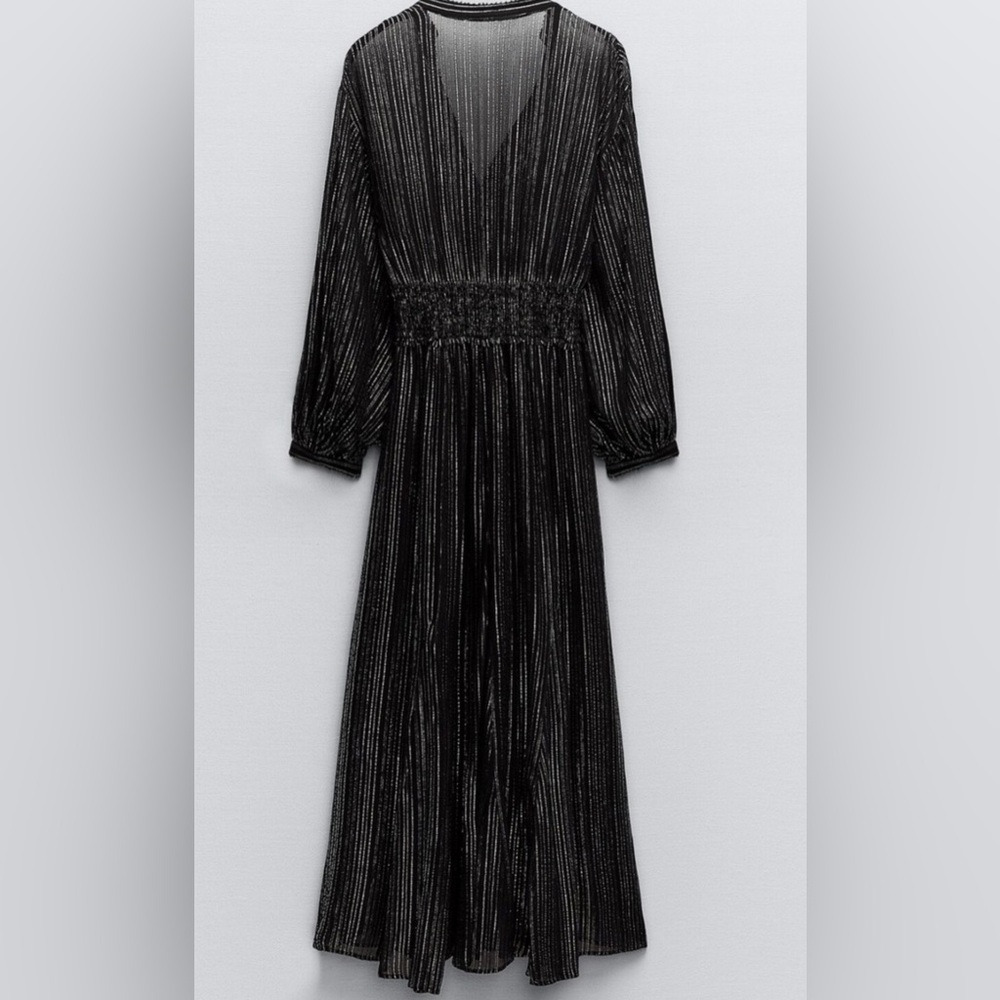 Zara $109 NWT striped  metallic dress.  XL